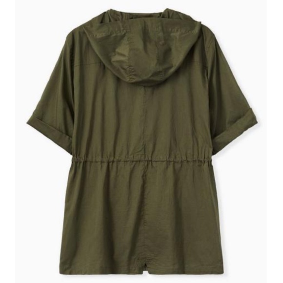 Torrid - Voile Button Front Short Sleeve Green Cotton Anorak w Hood - 2X - 18/20 - Picture 3 of 10